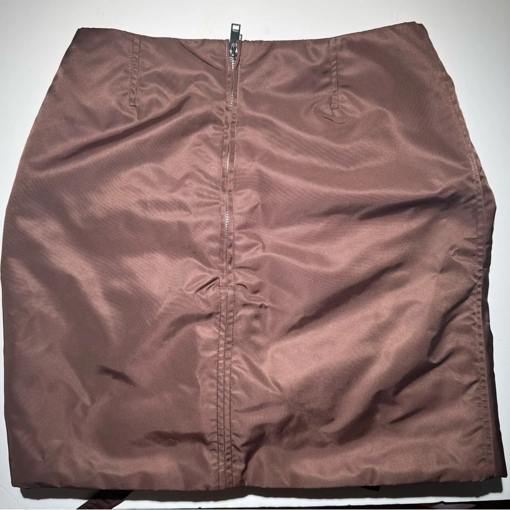 GANNI Ruched Shell Mini Skirt In brown - Picture 7 of 8